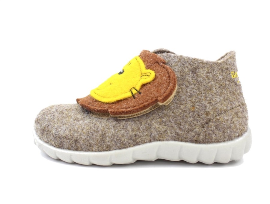 Baby Superfit Slippers | Superfit Slippers Happy Beige Lion Woolfilt