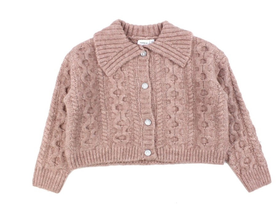 Kids Name It Cardigans | Name It Light Mahogany Short Knit Cardigan