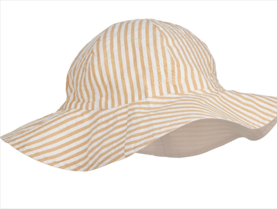 Baby Liewood Swimwear | Liewood Reversible Sun Hat Amelia Stripe Yellow Mellow Creme