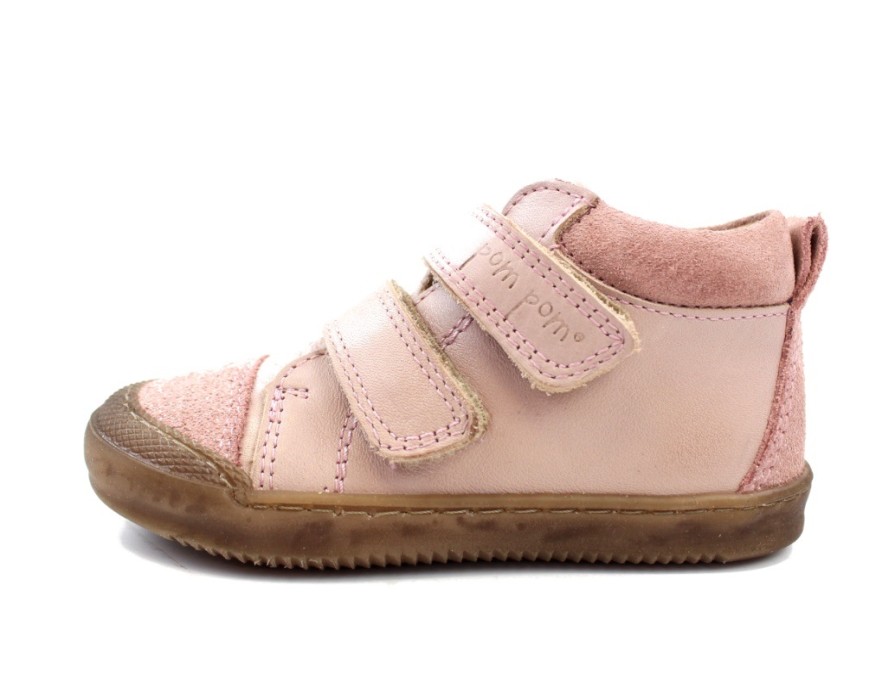 Baby Pom Pom Shoes And Sneakers | Pom Pom Trainer Rose With Velcro