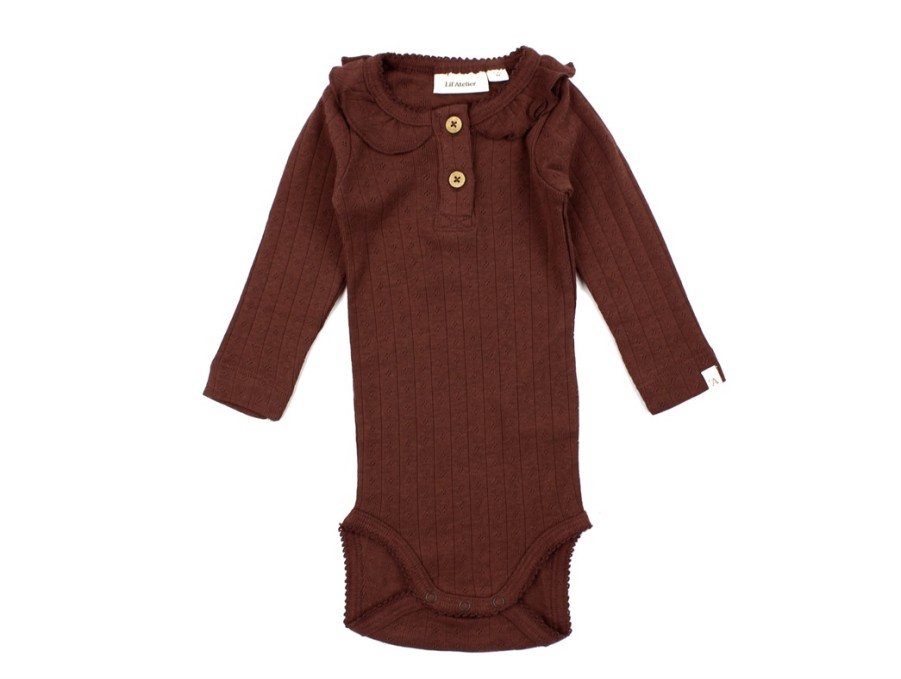 Baby Lil Atelier Bodysuits And Jumpsuits | Lil Atelier Rum Raisin Body Patterned