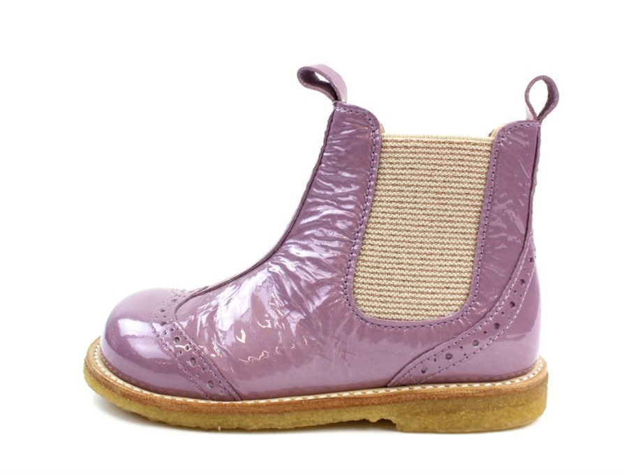 Kids Angulus Boots And Ankle Boots | Angulus Ancle Boots Mauve/Rose With Hole Pattern