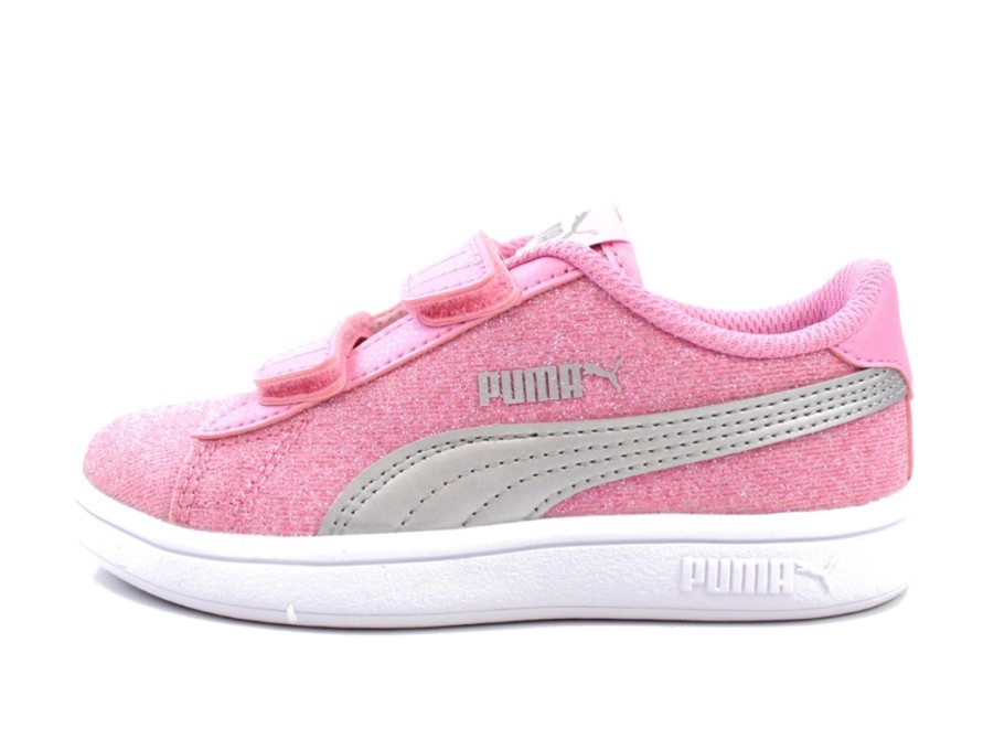 Tweens Puma Shoes And Sneakers | Puma Sneaker Smash Glitz Glam Prism Pink/Puma Silver