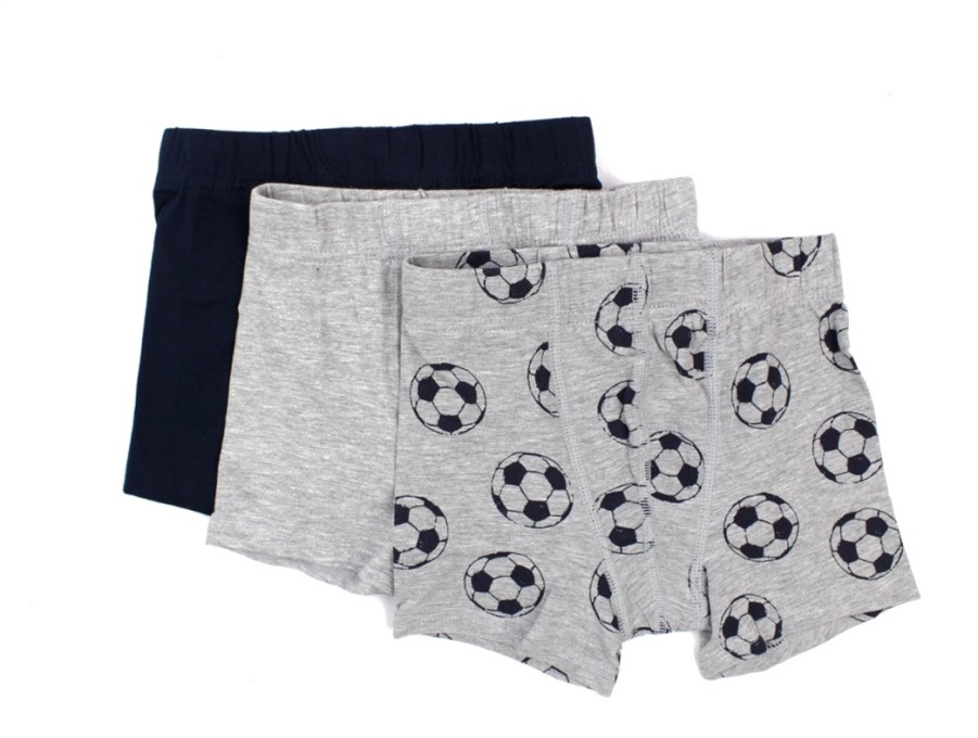 Kids Name It Underwear And Sleepwear | Name It Boxershorts Grey Melange Soccer (3-Pack)