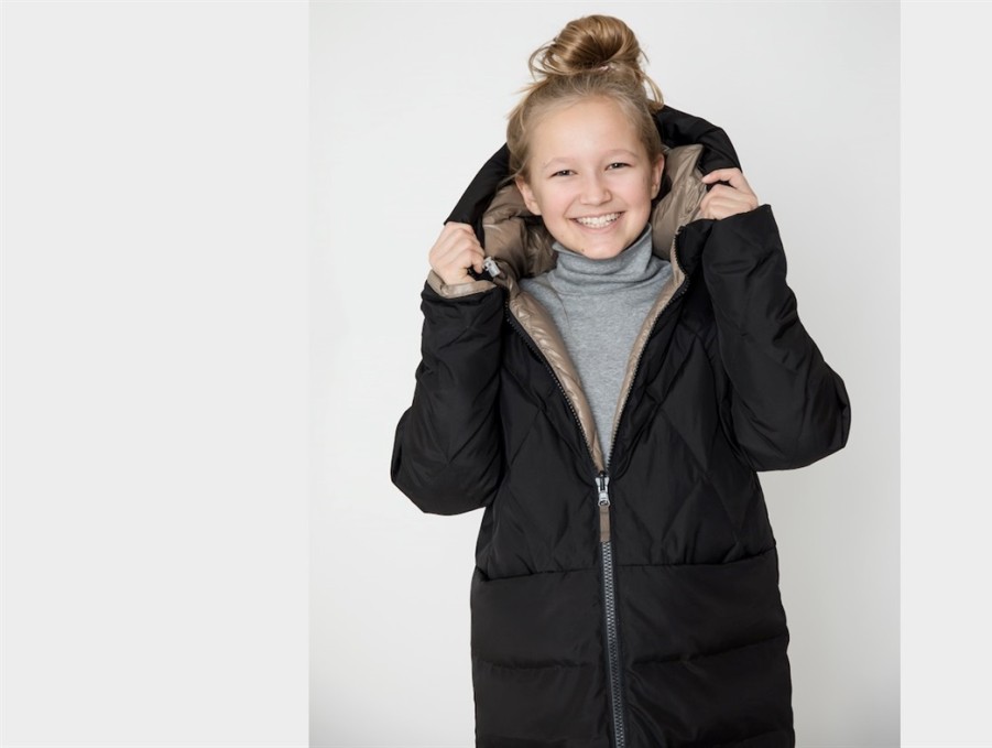 Tweens Ver de Terre Winter Jackets | Ver De Terre Reversible Vinterfrakke Black/Caramel