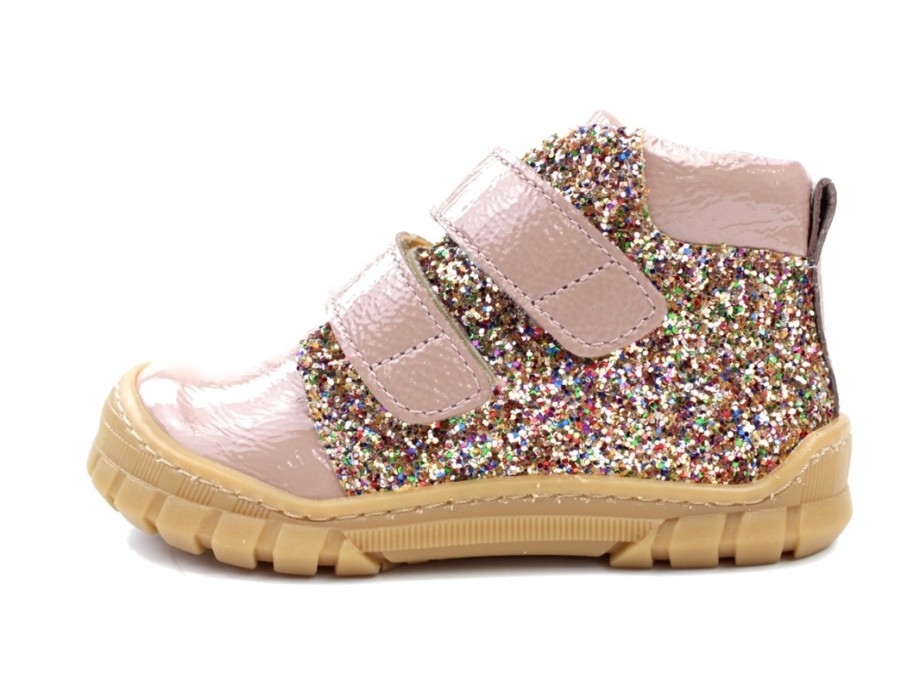 Baby Angulus Shoes And Sneakers | Angulus Shoes Rose/Multi Glitter With Velcro