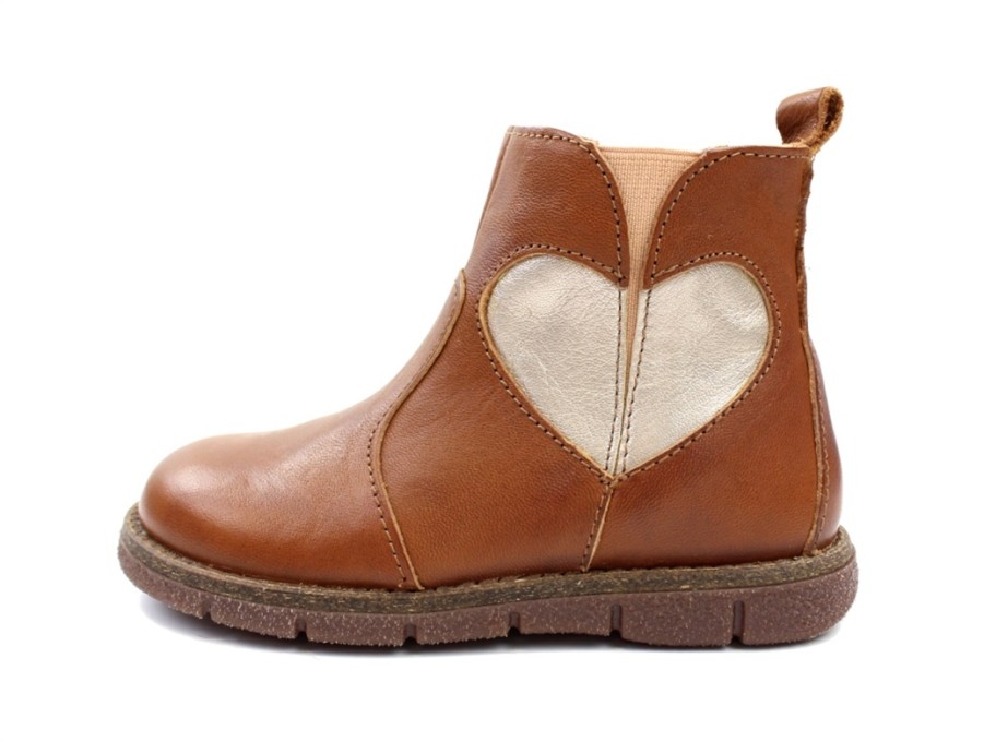 Kids Bisgaard Boots And Ankle Boots | Bisgaard Ancle Boot Maggie Cognac With Heart And Zipper