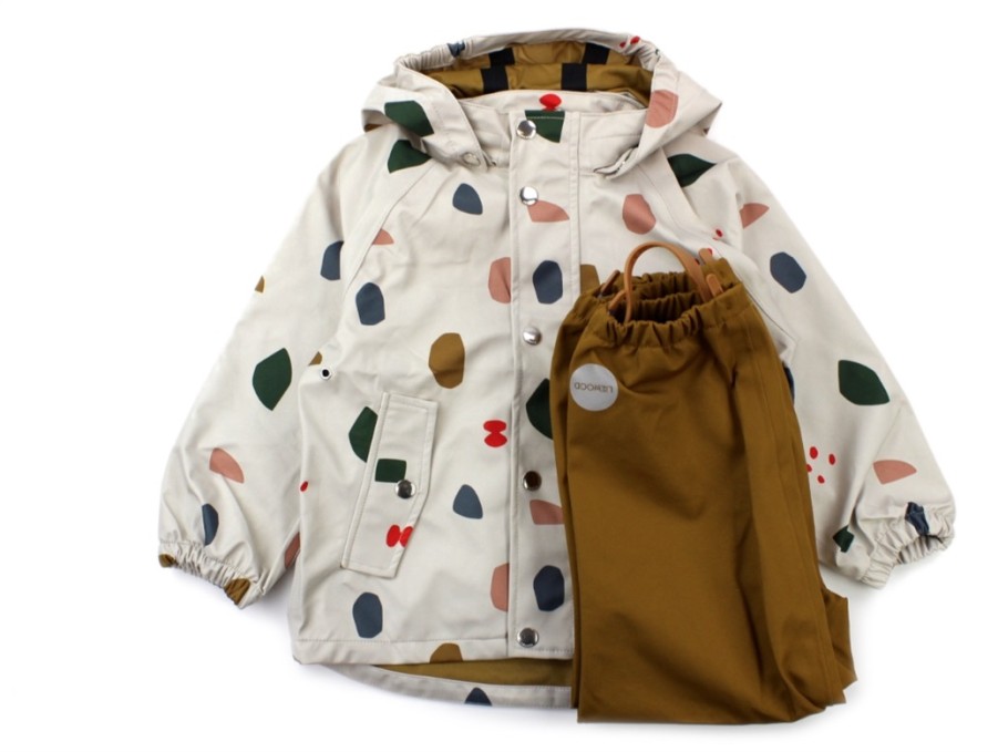 Kids Liewood Transition Jackets | Liewood Softshell Parker Jacket And Pants Geometric Foggy Mix