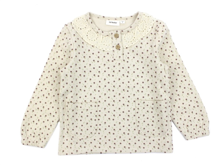 Baby Lil Atelier Organic Cotton | Lil Atelier Fog Sweattop Flowers