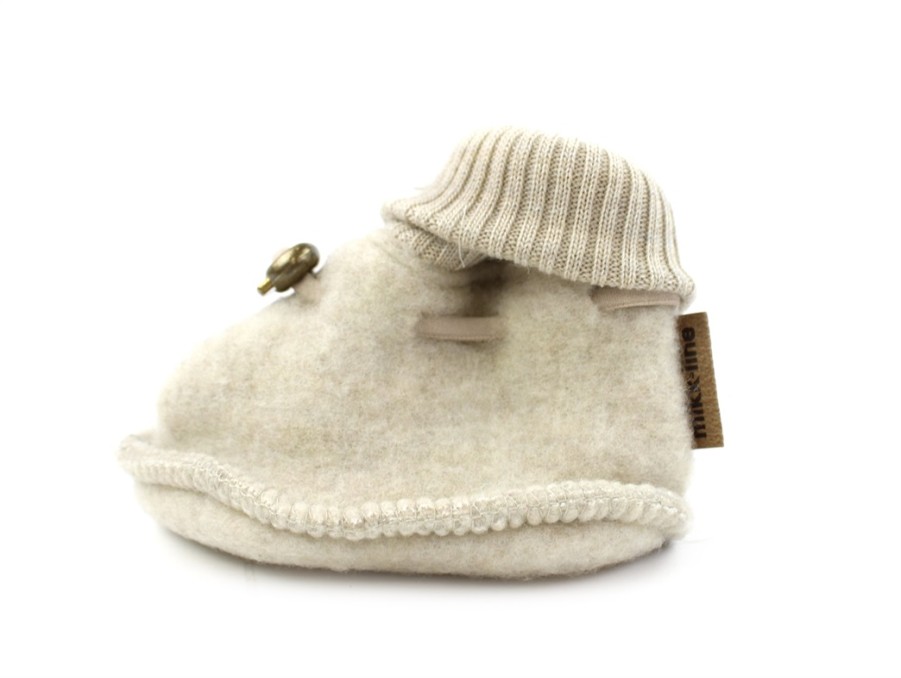 Baby Mikk line Baby Shoes And Crawler Shoes | Mikk-Line Melange Off-White Footies Merino Wool