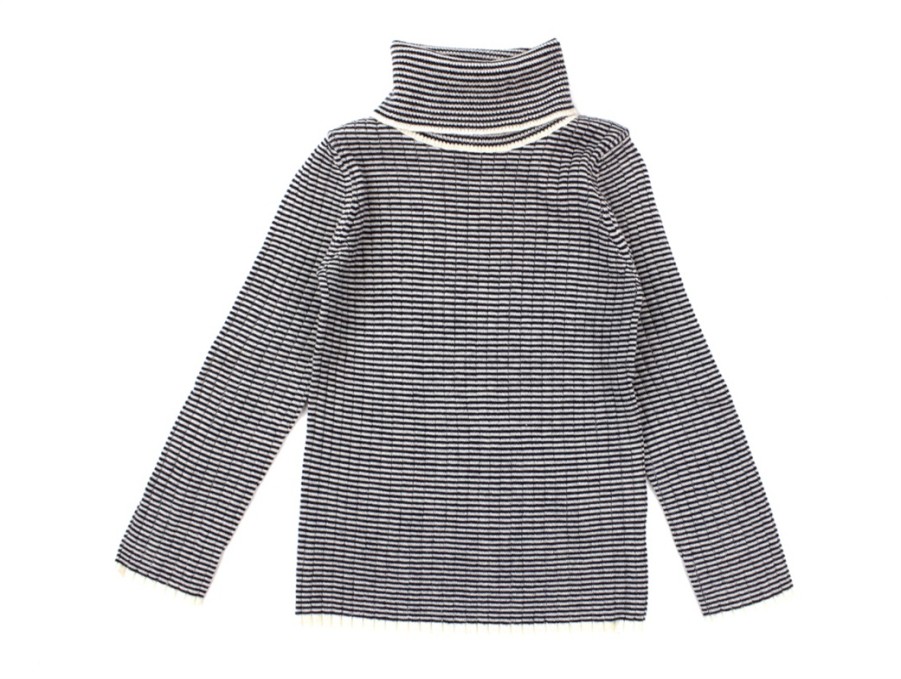 Tweens FUB Wool | Fub Knit High Neck Ecru/Dark Navy Merino Wool