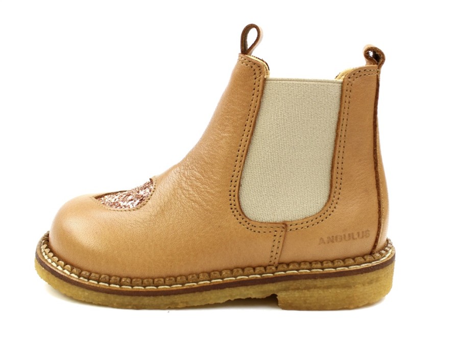 Kids Angulus Boots And Ankle Boots | Angulus Almond Maple Glitter Boot With Heart