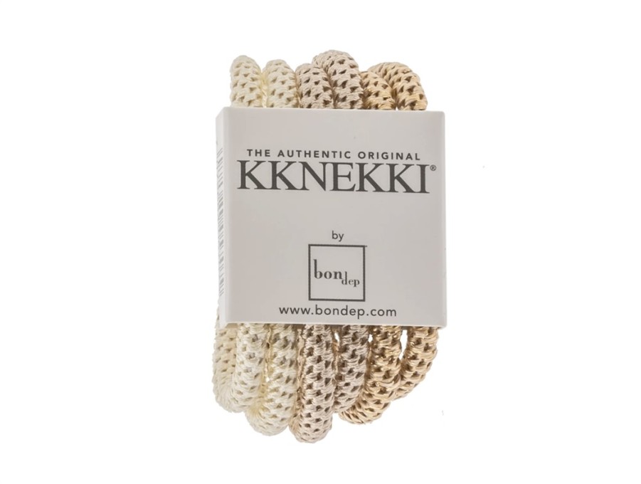 Accessories And Home Kknekki | Kknekki Hair Ties Beige/Offwhite Mix Slim (6-Pack)