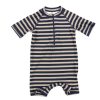 Tweens Wheat Swimwear | Wheat Ink Stripe Swimsuit Cas Upf 40+