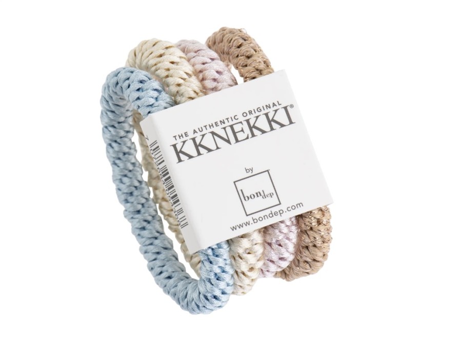 Accessories And Home Kknekki | Kknekki Hair Ties Blue/Rose/Beige Mix (4-Pack)