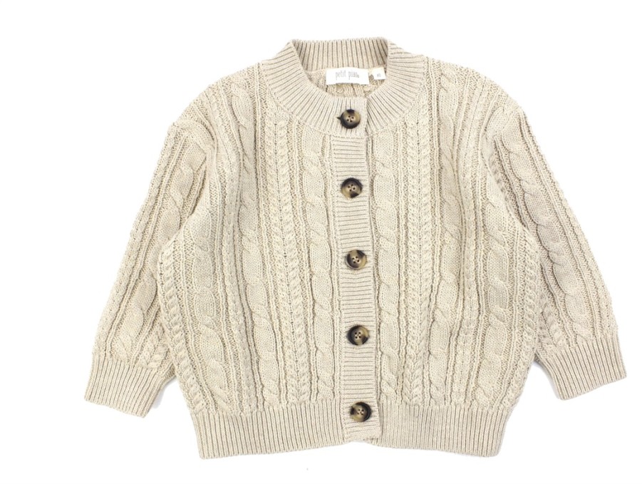 Baby Petit Piao Cardigans | Petit Piao Nature White Chunky Cardigan