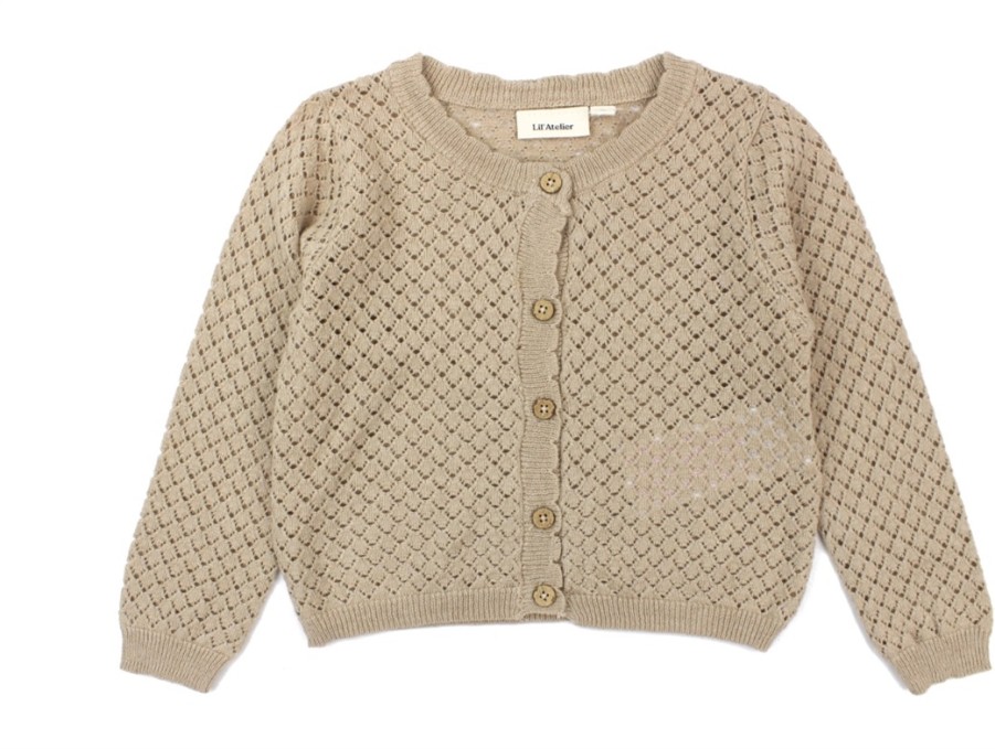 Baby Lil Atelier Cardigans | Lil Atelier Cardigan Humus Melange Cotton/Cashmere