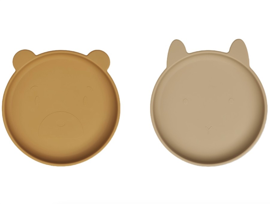 Accessories And Home Liewood | Liewood Golden Caramel Oat Mix Silicone Plate Olivia (2-Pack)