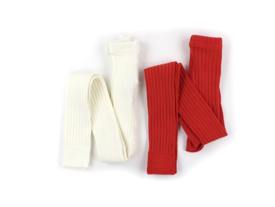 Baby Mini Rodini Tights | Mini Rodini Leggings Red/Offwhite Multi (2-Pack)