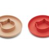 Accessories And Home Liewood | Liewood Cat Apple Red/Tuscany Rose Mix Silicone Plate Gordon (2-Pack)