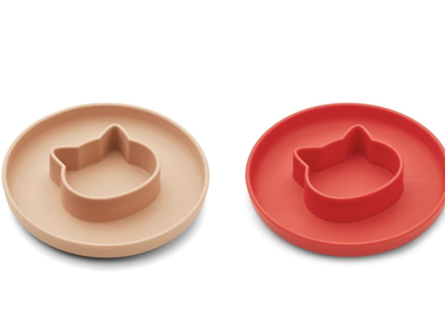 Accessories And Home Liewood | Liewood Cat Apple Red/Tuscany Rose Mix Silicone Plate Gordon (2-Pack)