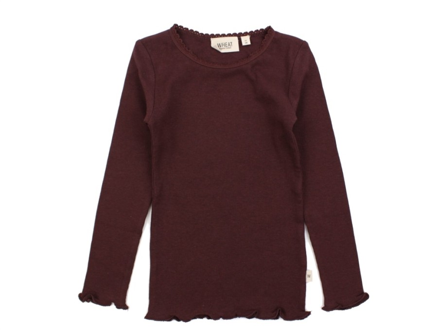 Tweens Wheat T-Shirts | Wheat Aubergine T-Shirt Reese Rib Lace