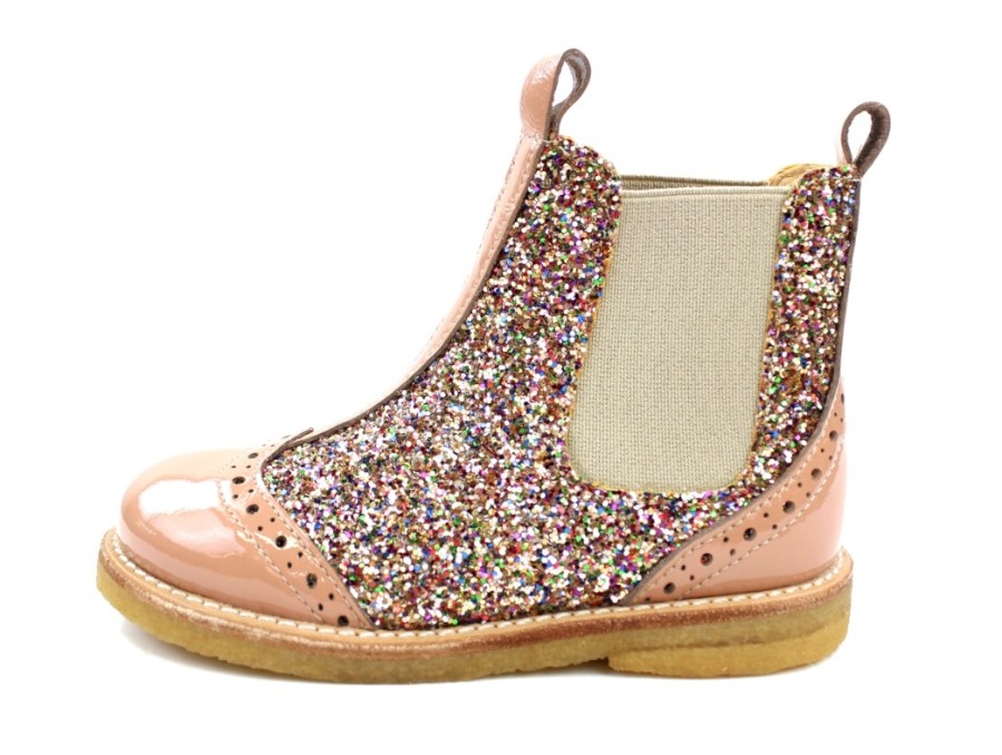 Kids Angulus Boots And Ankle Boots | Angulus Ancle Boot Dark Peach/Multi Glitter (Narrow)