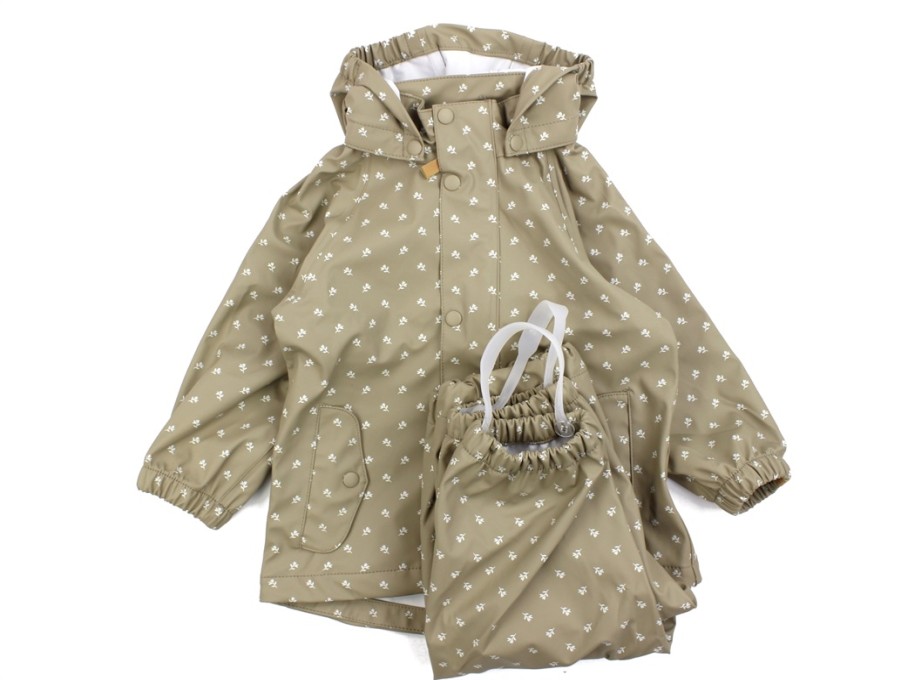 Baby Lil Atelier Rainwear | Lil Atelier Chinchilla Rainwear With Pants And Jacket Flowers