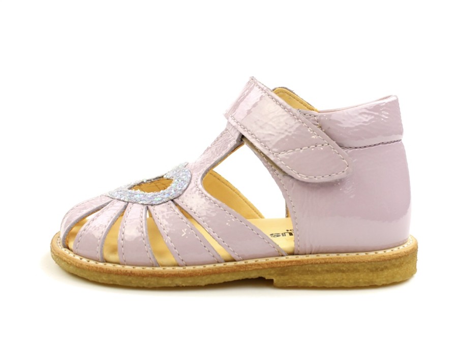 Baby Angulus Sandals | Angulus Lila/Mint Sandal With Heart, Glitter Patent