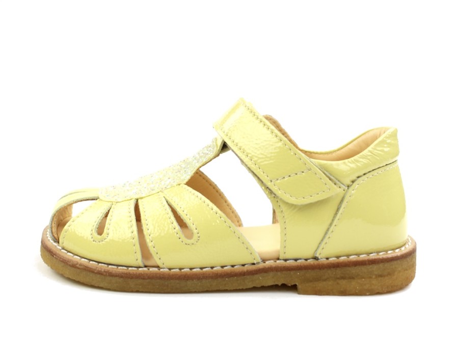 Kids Angulus Sandals | Angulus Light Yellow Sandal Glitter Patent