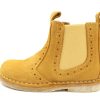 Kids Pom Pom Boots And Ankle Boots | Pom Pom Ancle Boot Light Mustard Suede With Elastic And Zipper