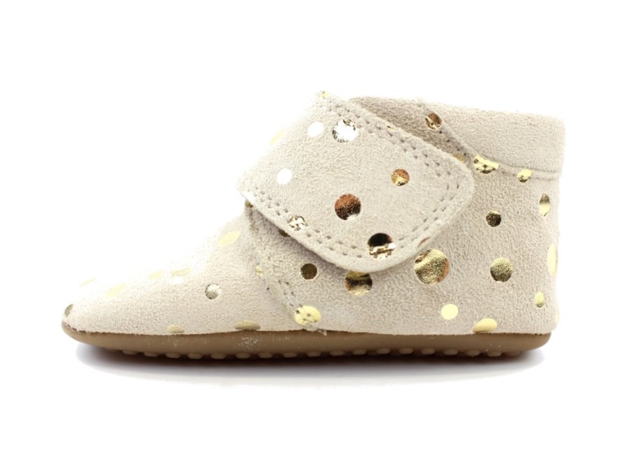 Baby Pom Pom Slippers | Pom Pom Slippers Beige Gold Dot