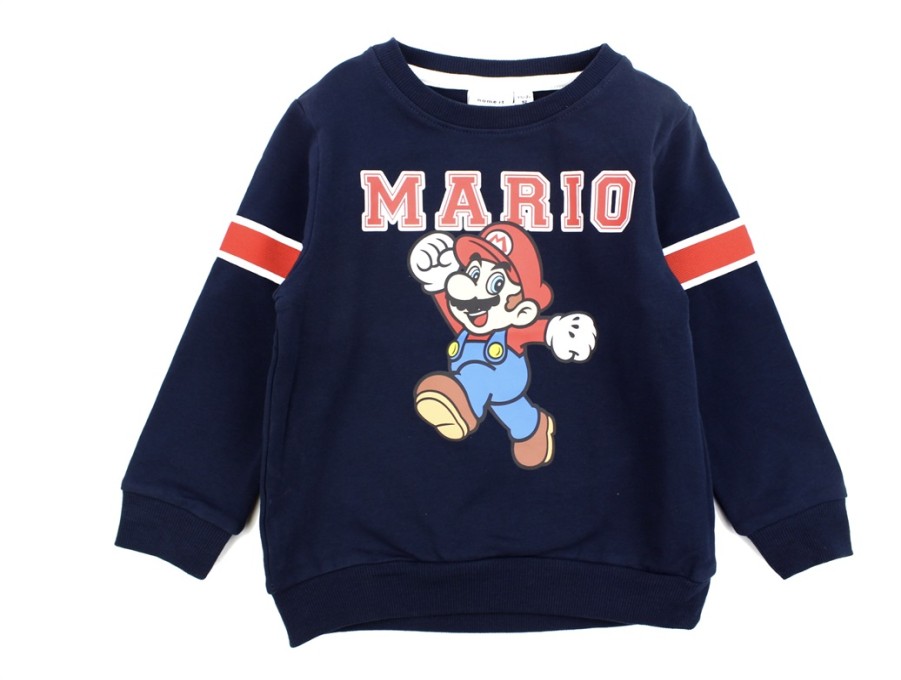 Tweens Name It Blouses And Knitwear | Name It Dark Sapphire Sweatshirt Super Mario