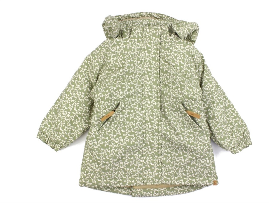 Baby Lil Atelier Winter Jackets | Lil Atelier Oil Green Printed Winter Jacket