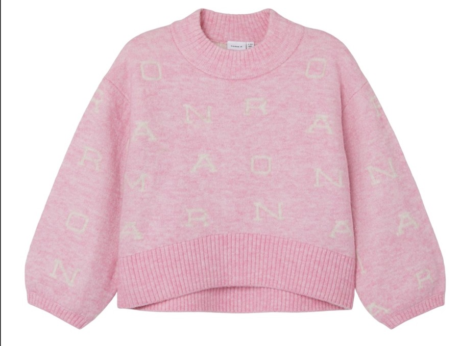 Tweens Name It Blouses And Knitwear | Name It Nostalgia Rose Melange Oversized Knit Sweater