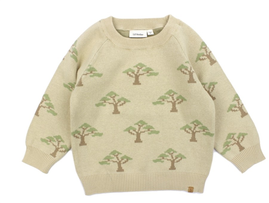 Baby Lil Atelier Blouses And Knitwear | Lil Atelier Pebble/Melange Knit Sweater Trees