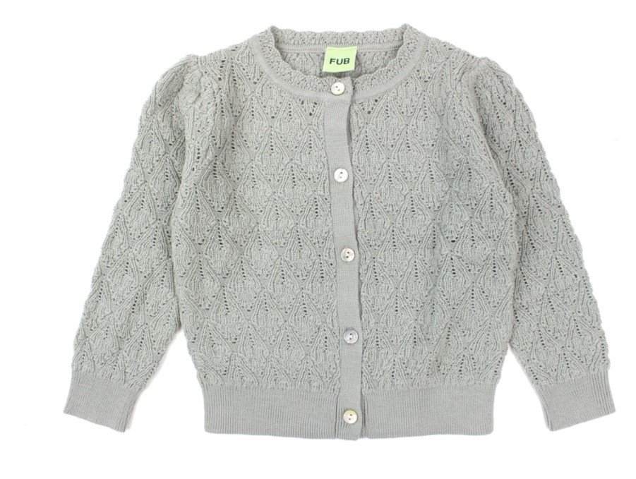 Baby FUB Cardigans | Fub Cardigan Pale Sage Merino Wool Pointelle