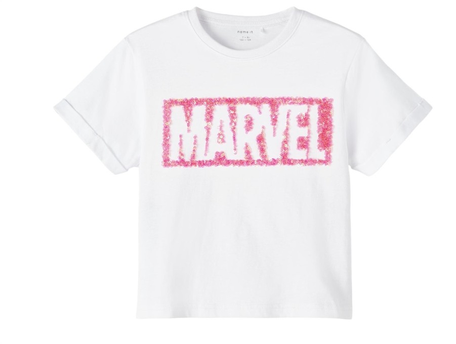 Tweens Name It Tops | Name It Bright White Top Marvel Sequins