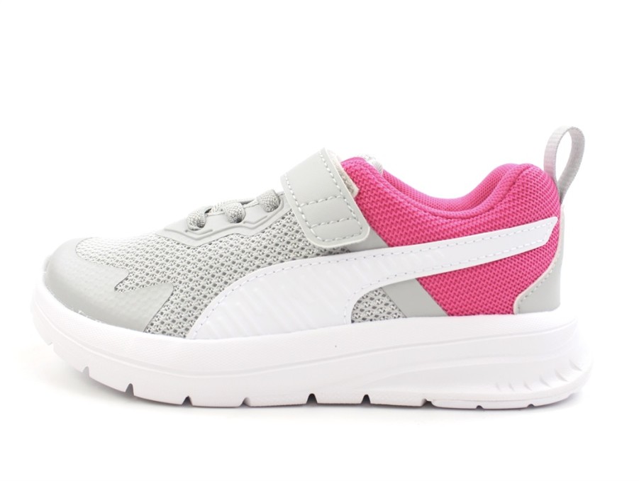 Tweens Puma Shoes And Sneakers | Puma Light Gray/Puma White/Pink Sneakers Evolve