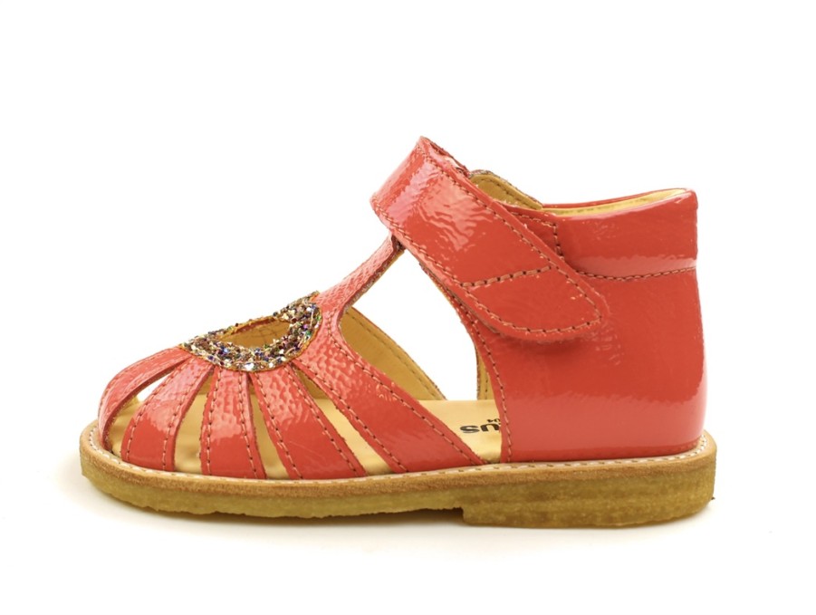 Baby Angulus Sandals | Angulus Coral Sandal With Heart, Glitter Patent