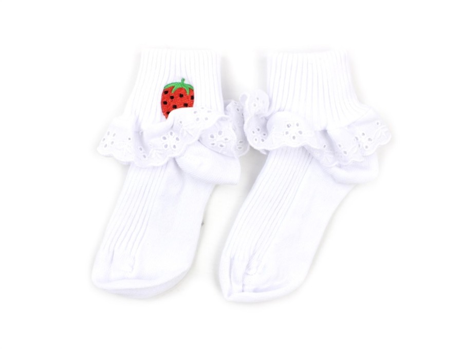 Baby Mini Rodini Socks | Mini Rodini Socks White Strawberries Lace