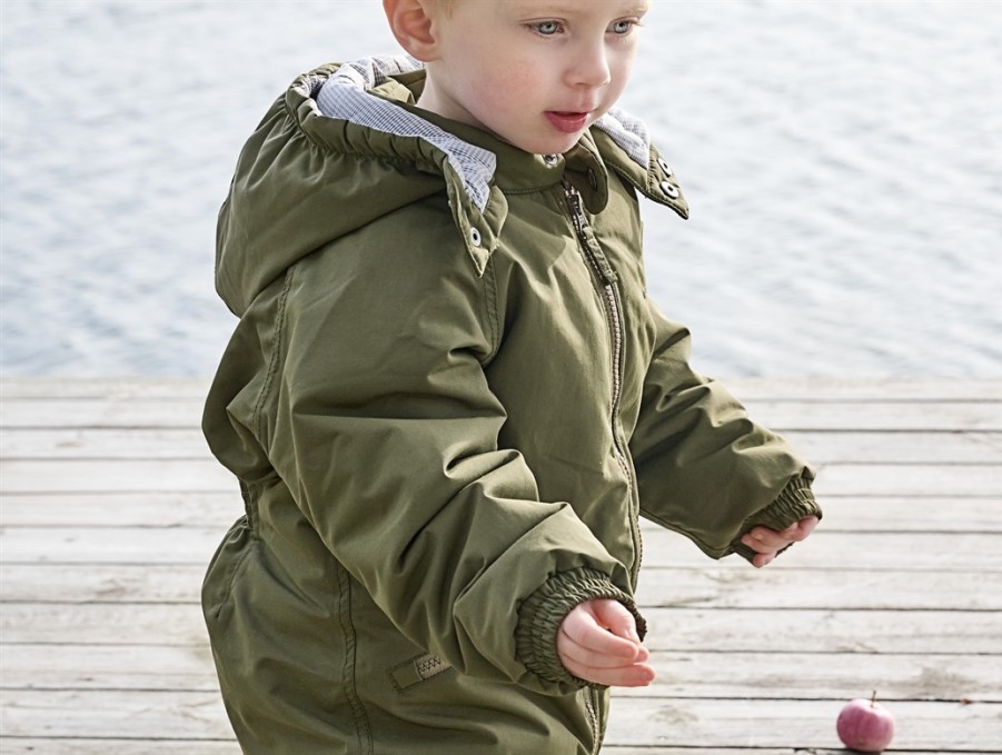 Baby Ver de Terre Coveralls | Ver De Terre Dark Olive Snowsuit