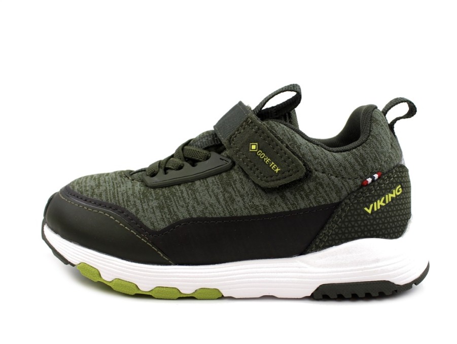 Kids Viking Shoes And Sneakers | Viking Olive/Lime Sneaker Arendal With Gore-Tex