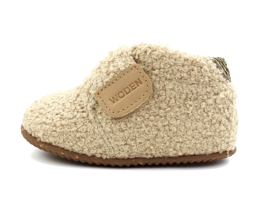 Baby Woden Slippers | Woden Kids Beige Home Shoes Kim Teddy