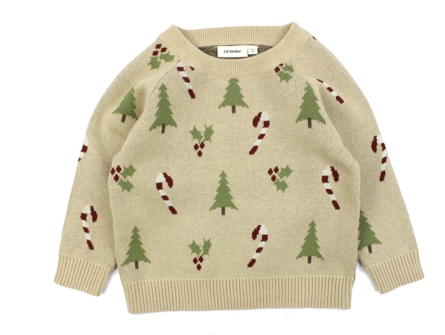 Baby Lil Atelier Blouses And Knitwear | Lil Atelier Warm Sand/Melange Christmas Knitwear