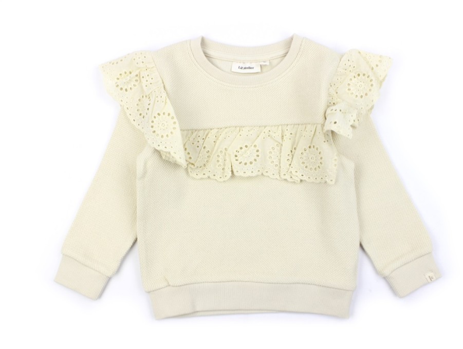 Baby Lil Atelier Blouses And Knitwear | Lil Atelier Turtledove Broderie Anglaise Sweatshirt