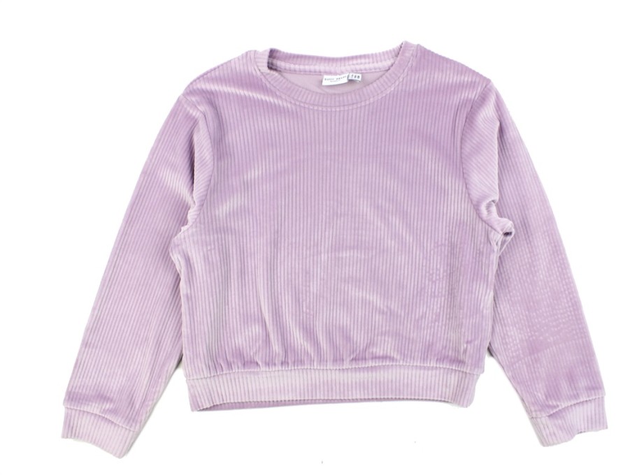 Tweens Name It Blouses And Knitwear | Name It Lavender Mist Velvet Short Top