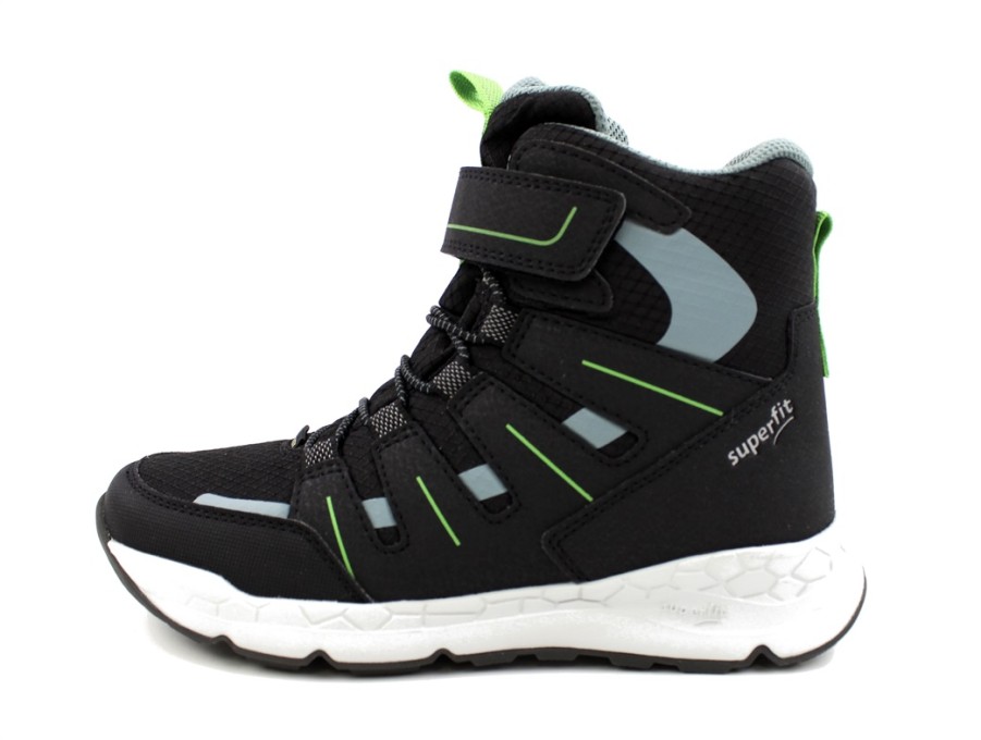 Tweens Superfit Winter Boots | Superfit Black/Green Winter Boot Free Ride With Gore-Tex