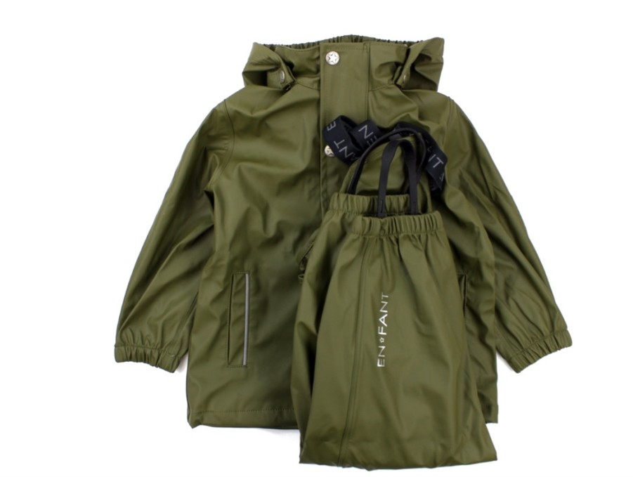 Baby En Fant Rainwear | En Fant Rainwear Pants And Jacket Ivy Green