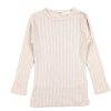 Baby MarMar Copenhagen Short And Long-Sleeved T-Shirts | Marmar Cream Taupe Pointelle Rib T-Shirt Tamra Modal